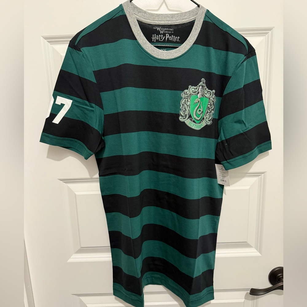 Harry Potter Slytherin Adult Striped T-Shirt Quidditch Small